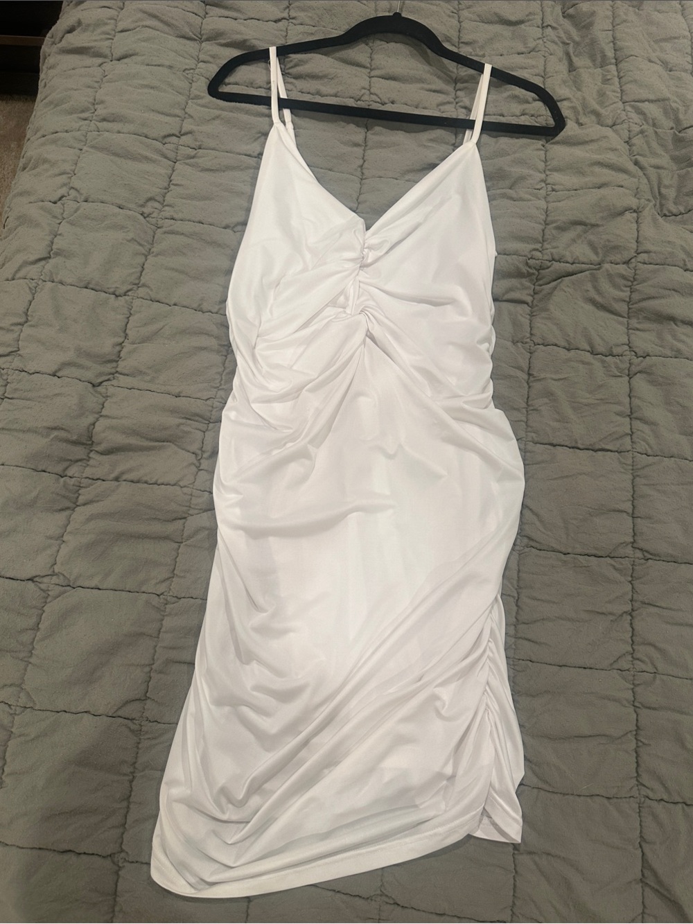 Lulu's White Ruched Slip Midi Dress